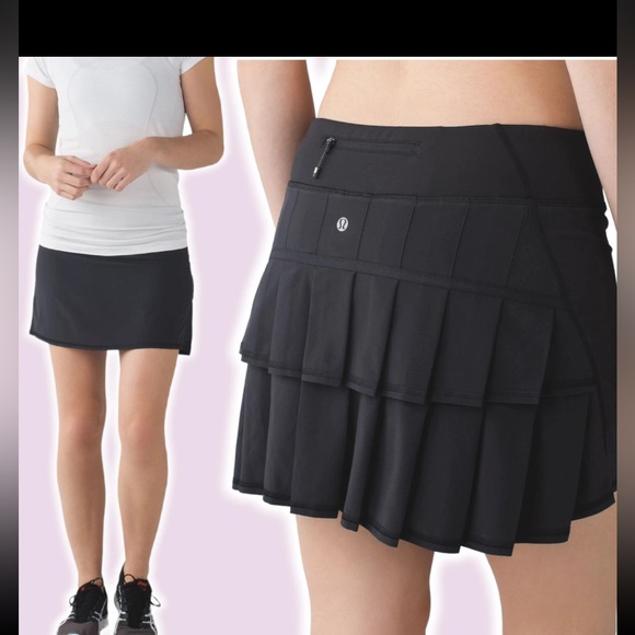 lululemon athletica Dresses & Skirts - LULULEMON RUN PACE SETTER SKIRT BLACK SKORT TENNIS GOLF FLIRTY GYM PICKLEBALL 4